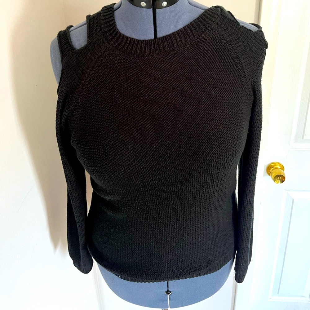 Tobi Black Cold Shoulder Sweater -Medium